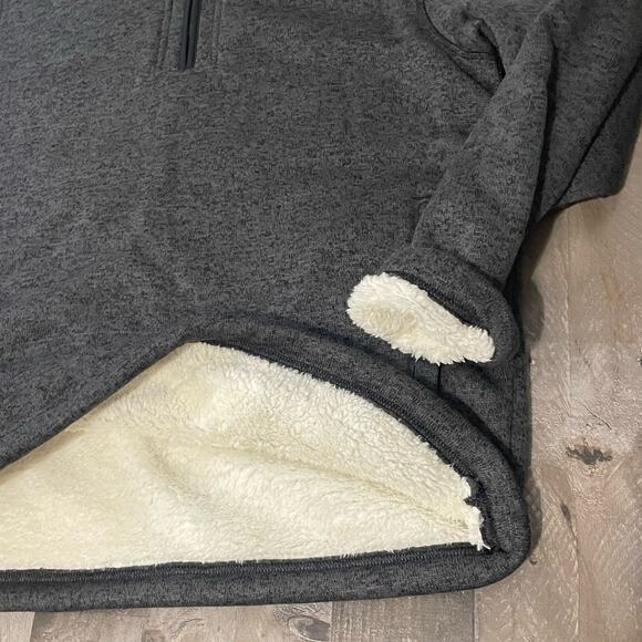 Orvis Pullover Sweater Sherpa Lined 1/4 Zip Warm Gray Men’s Size M - Picture 6 of 10